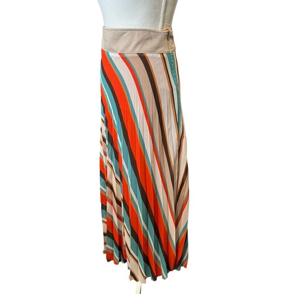 NWT ONS Line Style Pleated BOHO Striped Maxi Skirt. Size 18 - Picture 2 of 7